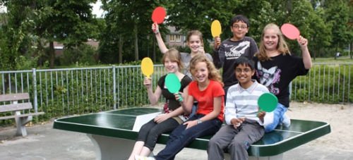 Raquettes de ping-pong synthétique en couleur, bleu, rouge, jaune et vert -  HeBlad