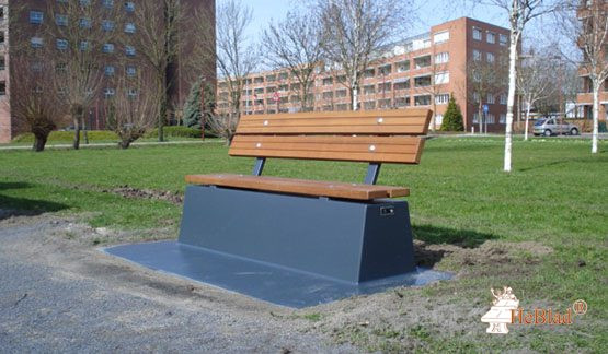 Banc DeLuxe en antracite laqué, avec plaque de fond et dossier