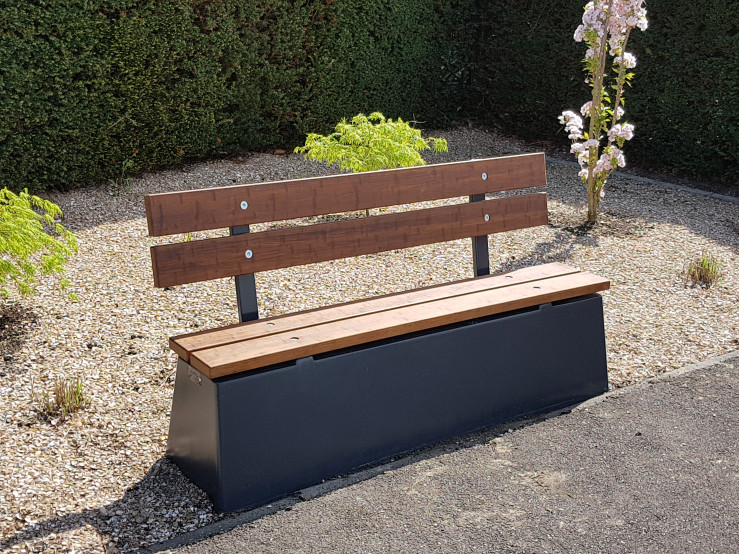 Banc DeLuxe en anthracite laqué avec dossier 