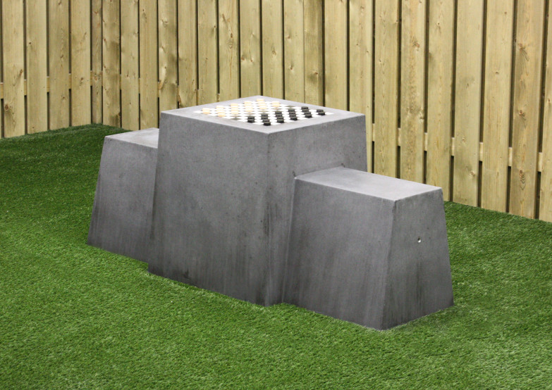 Banc jeu de dame en béton anthracite