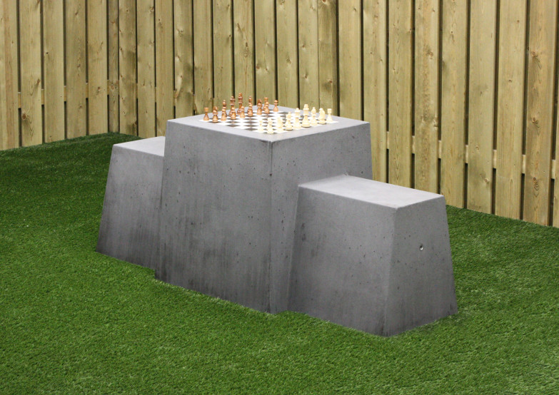Banc d'échecs béton anthracite