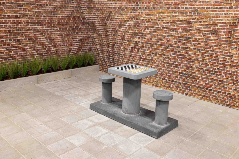 Table de jeu de dames en béton anthracite, 2 personnes
