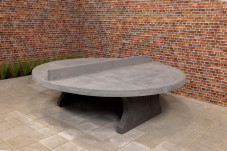 Antraciet-beton ronde tafeltennistafel uit één stuk