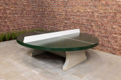 Groene ronde betonnen tafeltennistafel uit één stuk