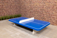 Table de ping pong basse bleu, angles arrondis