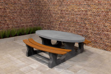 Ensemble pique-nique DeLuxe ovale béton anthracite