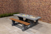 Table Multi-jeux béton Anthracite avec Echec - Dame - Ludo