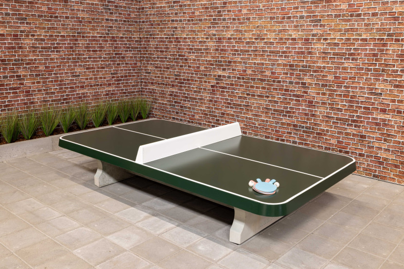 Table de ping pong basse vert, angles arrondis