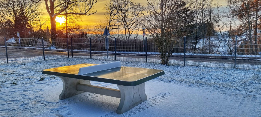Table de ping-pong verte, angles arrondies