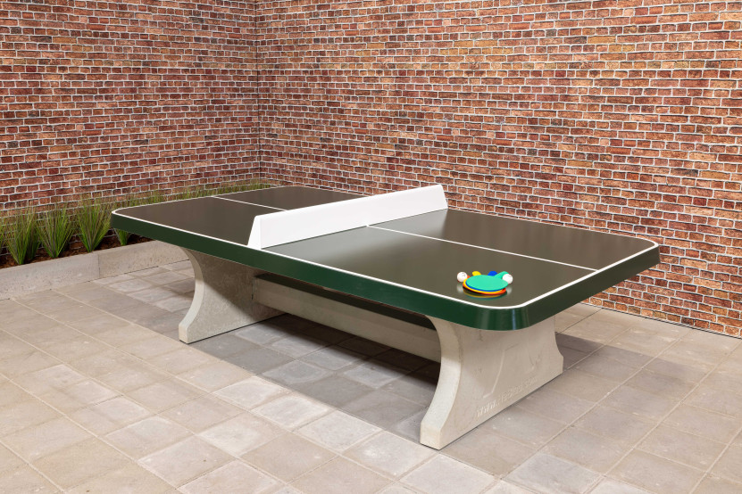 Table de ping-pong verte, angles arrondis