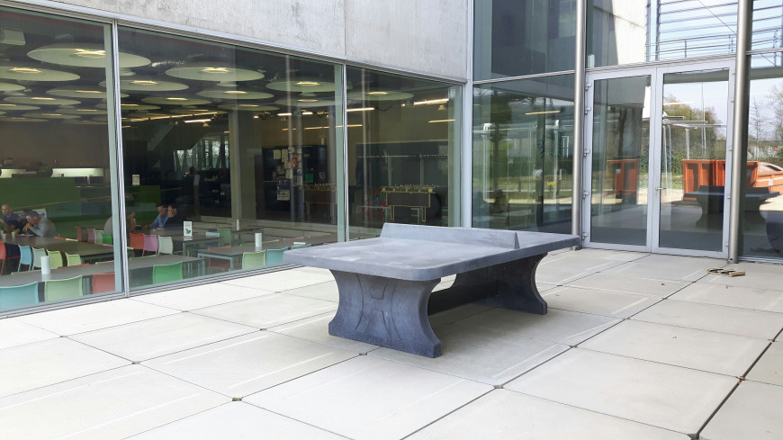 Table de ping-pong béton anthracite arrondie