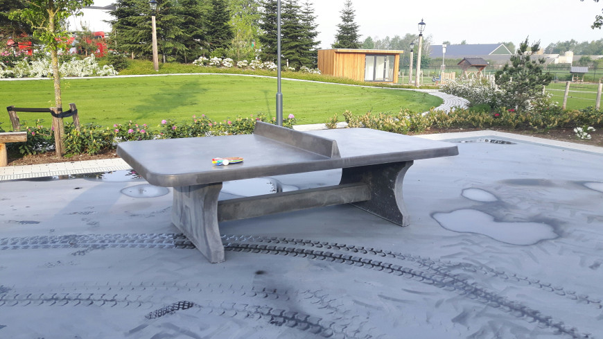 Table de ping-pong béton anthracite arrondie