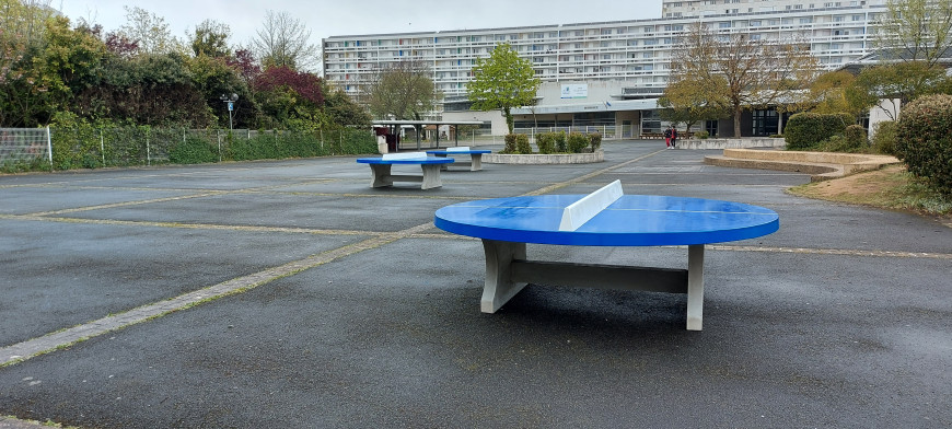 Table de ping-pong bleue ronde