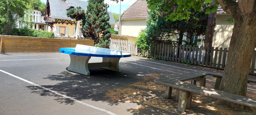 Table de ping-pong bleue ronde