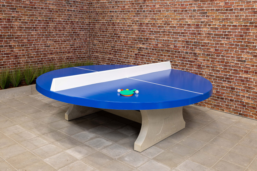 Table de ping-pong bleue ronde