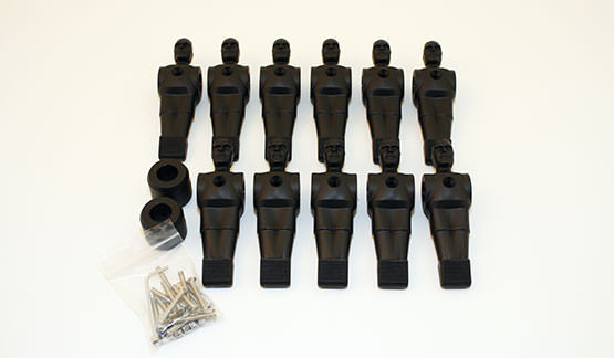 Lot complet de 11 joueurs pour babyfoot en noir et les barres de 16 mm