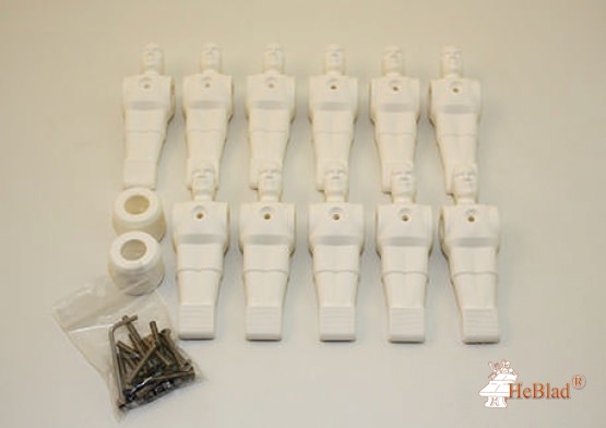 Complete set van 11 witte voetbalpoppen voor tafelvoetbalspel met stangen 16mm