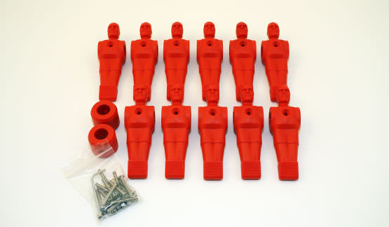Lot complet de 11 joueurs pour babyfoot en rouge et les barres de 16 mm