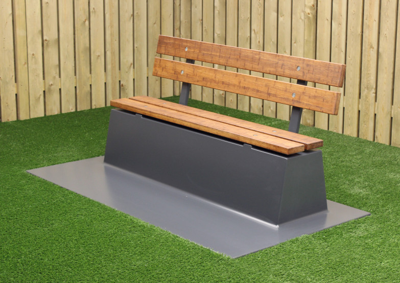 Banc DeLuxe en antracite laqué, avec plaque de fond et dossier