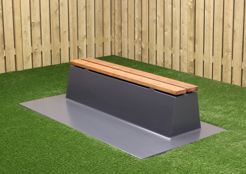 Banc Deluxe en anthracite laqué avec plaque de fond et sans dossier