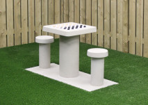 Table de jeu de dames en béton naturel, pour 2 personnes
