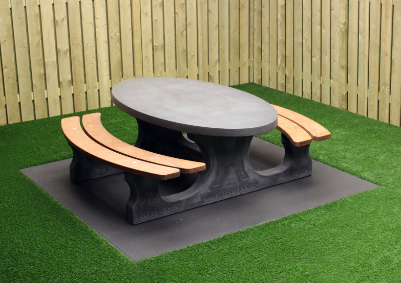 Ensemble pique-nique DeLuxe béton anthracite ovale