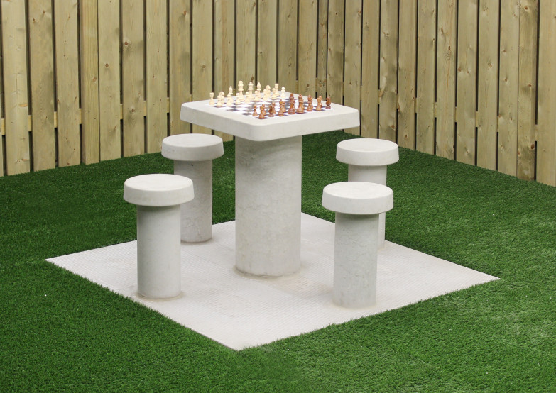 Table d’échecs en béton naturel, 4 personnes
