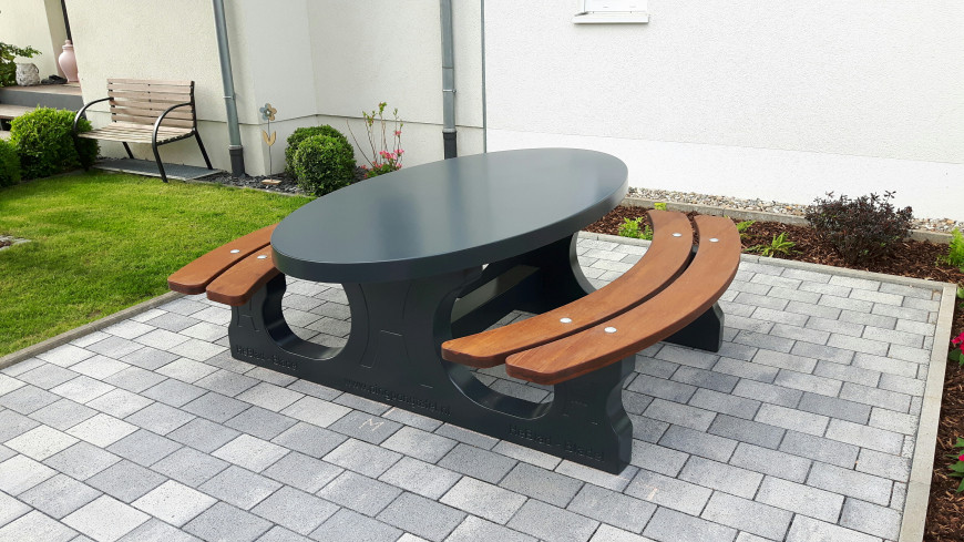 Ensemble pique-nique DeLuxe anthracite ovale